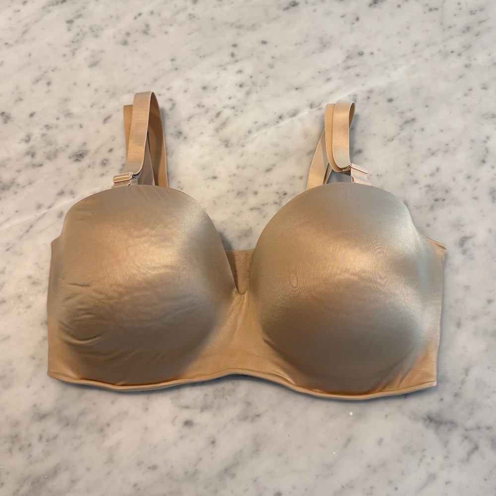 Cacique Multi-Way Strapless Bra 42G Beige Underwire Silicone Grip Plus Size